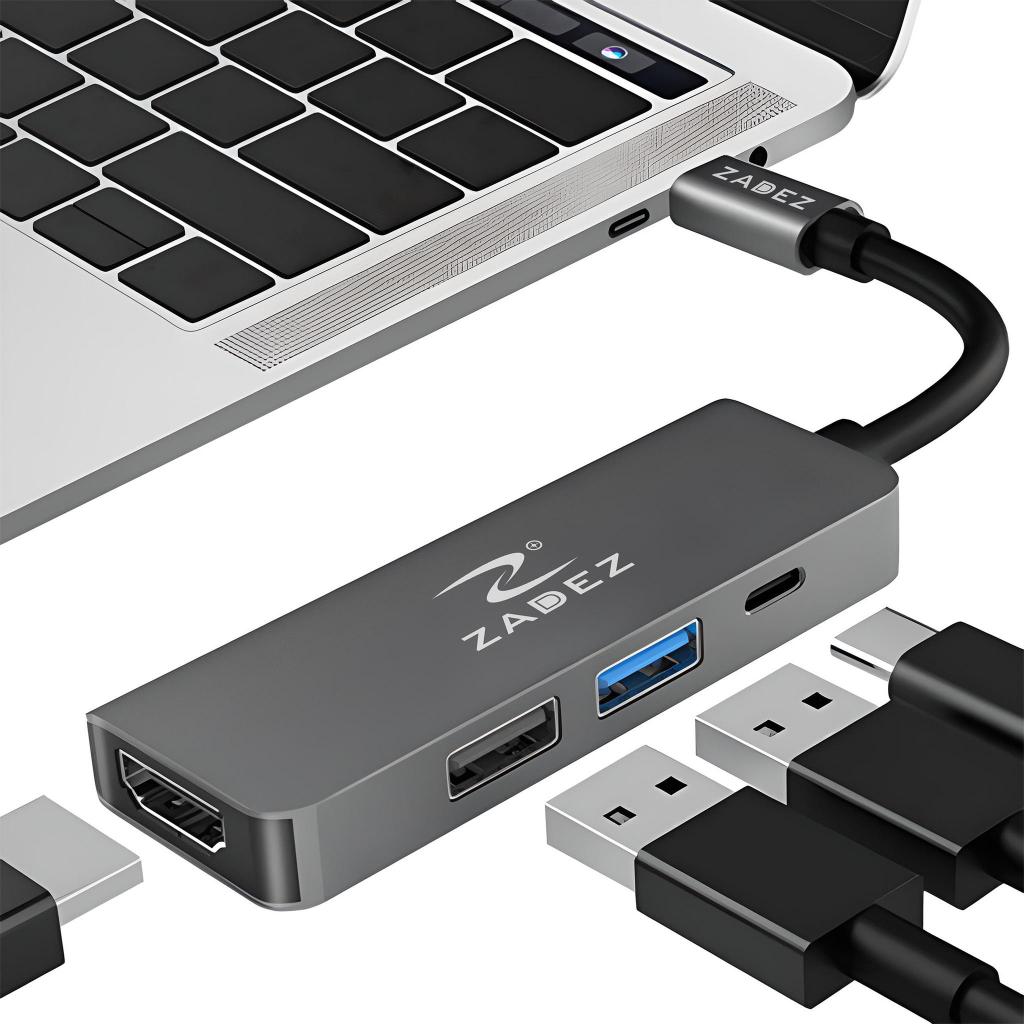 Bộ Chuyển Đổi ZADEZ ZAH-514, Chuyển Đổi USB-C Cao Cấp, Thiết Kế 4 Cổng Kết Nối Tiện Lợi