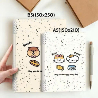 Sổ vở còng nhựa thay được giấy A5 B5 bìa lót hoạ tiết Friends Capibara  + Ruột sổ Bonzai