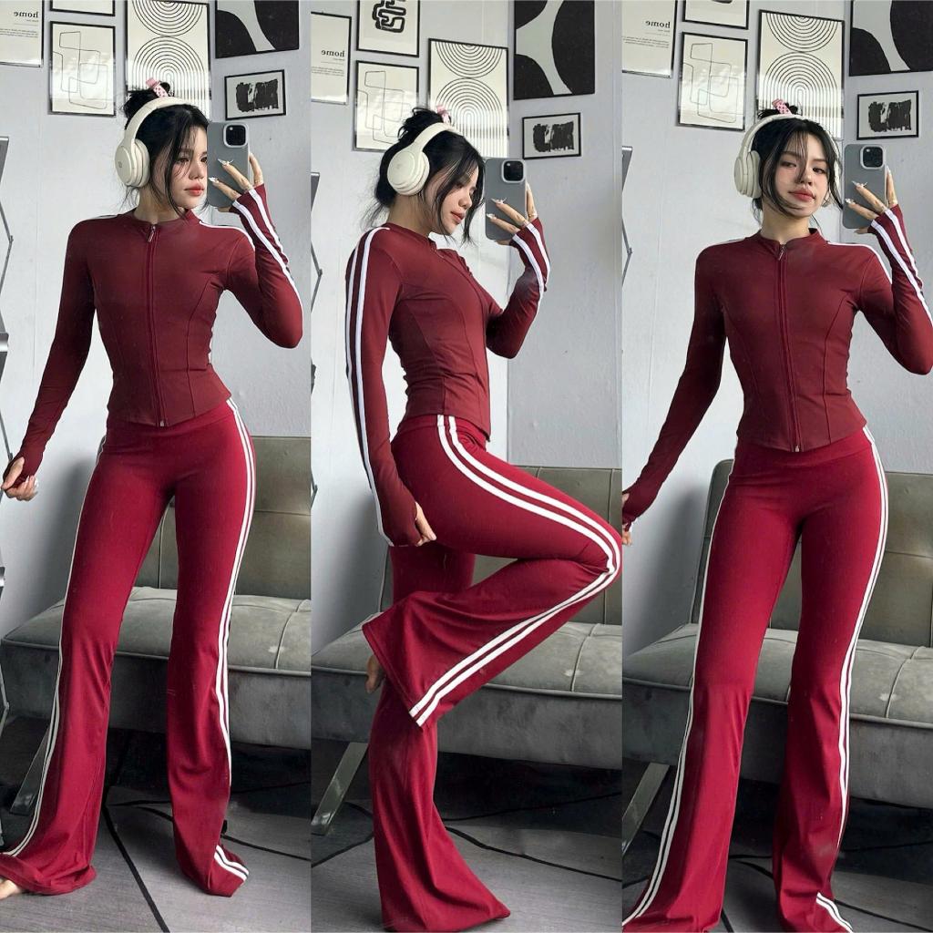Áo Khoác Dài Tay Kiểu Sọc Form Body Chuẩn Thể Thao Tập Gym -Yoga-Aerobic - Chạy bộ HOTHISPORT