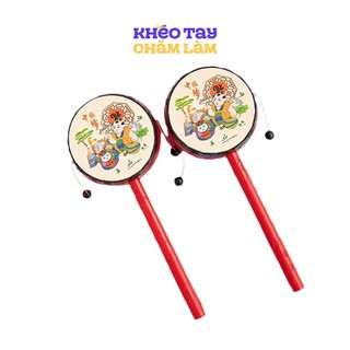 Trống lắc tay mini Trung Thu cho bé – đồ chơi âm nhạc truyền thống, trống lắc gõ nhịp vui nhộn