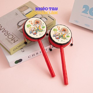 Trống lắc tay mini Trung Thu cho bé – đồ chơi âm nhạc truyền thống, trống lắc gõ nhịp vui nhộn