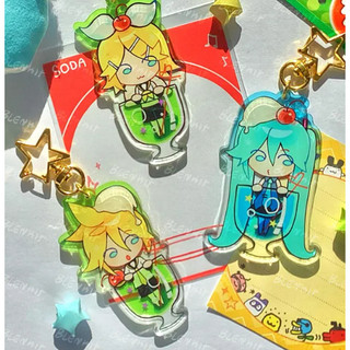 Porte-clés/breloques soda Vocaloid | Hatsune Miku, Kagamine Rin, Kagamine Len | 2,75 pouces/~7 cm, recto-verso avec diff