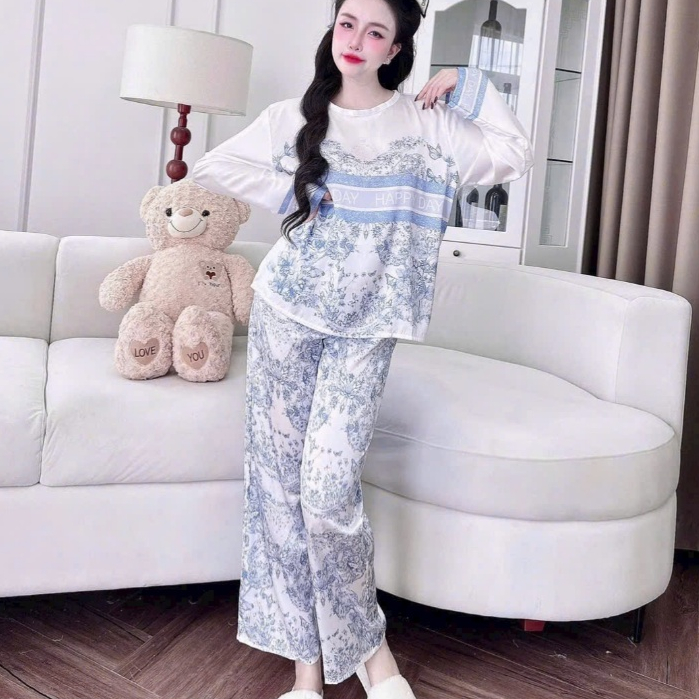 Đồ ngủ dễ thương,đồ bộ nữ đồ mặc nhà,set đồ nữ cổ tròn lụa latin mịn mát họa tiết cute hottrend [26]