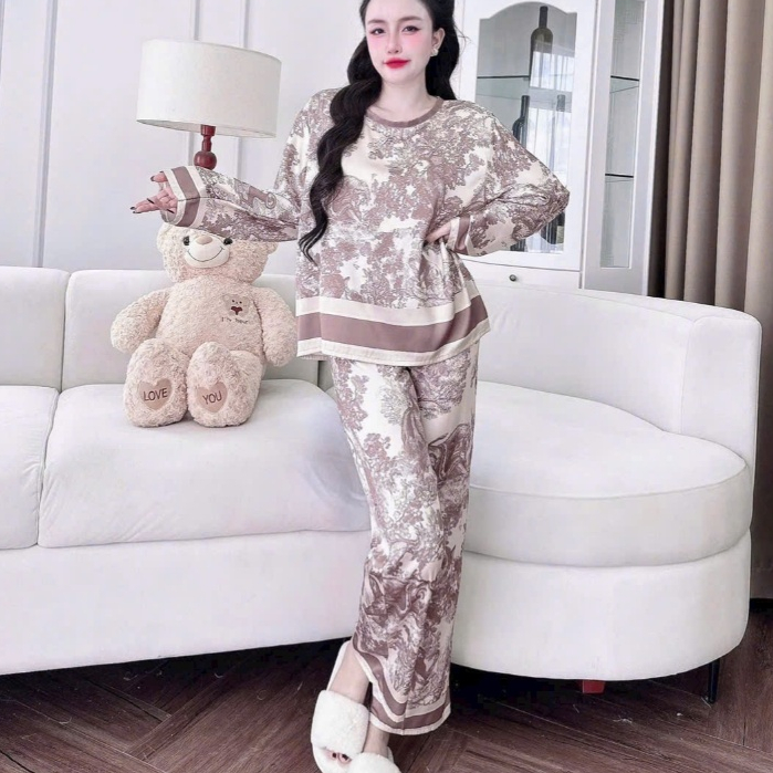Đồ ngủ dễ thương,đồ bộ nữ đồ mặc nhà,set đồ nữ cổ tròn lụa latin mịn mát họa tiết cute hottrend [26]