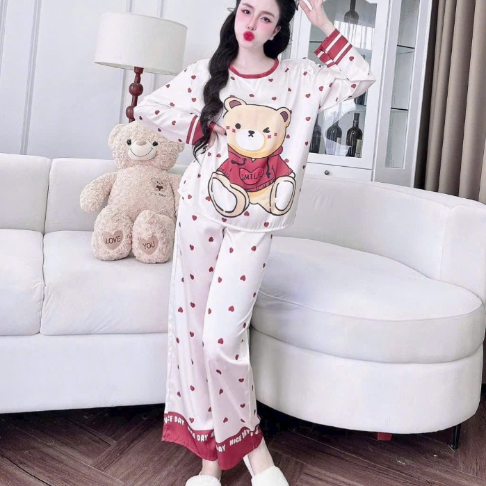 Đồ ngủ dễ thương,đồ bộ nữ đồ mặc nhà,set đồ nữ cổ tròn lụa latin mịn mát họa tiết cute hottrend [26]