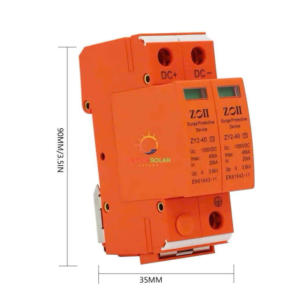 Thiết Bị Chống Sét Lan Truyền DC 1000V 2P 40KA VOLTRIQ | SPD Bảo Vệ Hệ Thống Điện Năng Lượng Mặt Trời