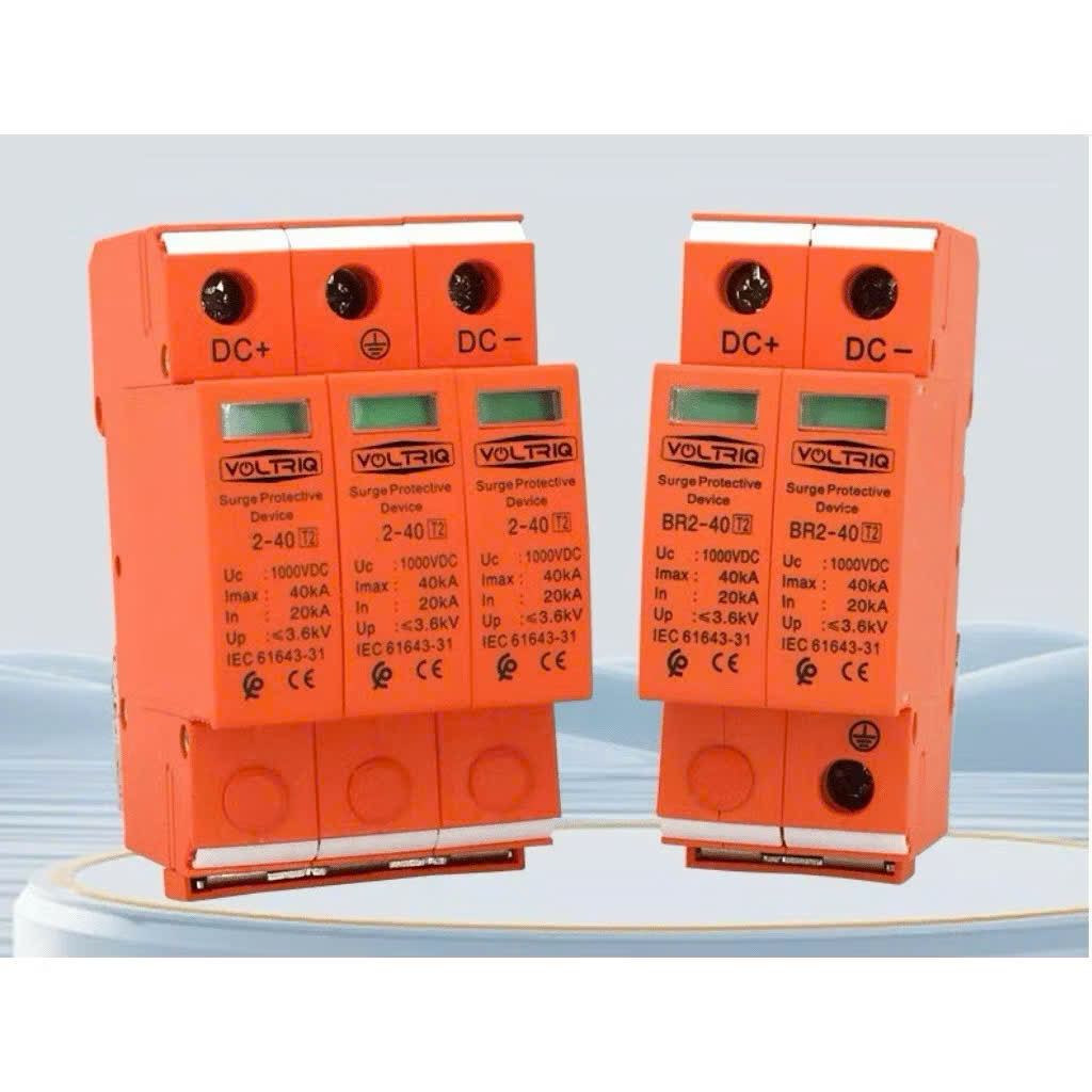 Thiết Bị Chống Sét Lan Truyền DC 1000V 2P 40KA VOLTRIQ | SPD Bảo Vệ Hệ Thống Điện Năng Lượng Mặt Trời