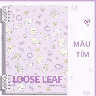 Sổ vở còng nhựa thay được giấy A5 B5 bìa lót hoạ tiết thú cưng mini LOOSE LEAF + ruột sổ BONZAI hàng chính hãng