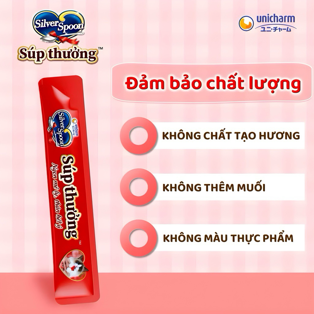 Súp Thưởng Cho Mèo Silver Spoon Ngon Bổ – Gói 4 Thanh Tiện Lợi 56g