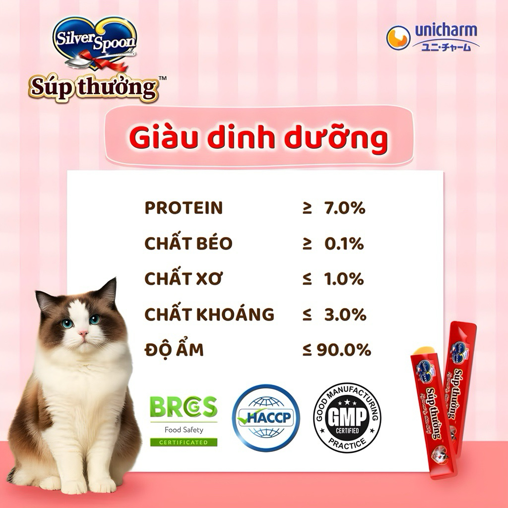 Súp Thưởng Cho Mèo Silver Spoon Ngon Bổ – Gói 4 Thanh Tiện Lợi 56g