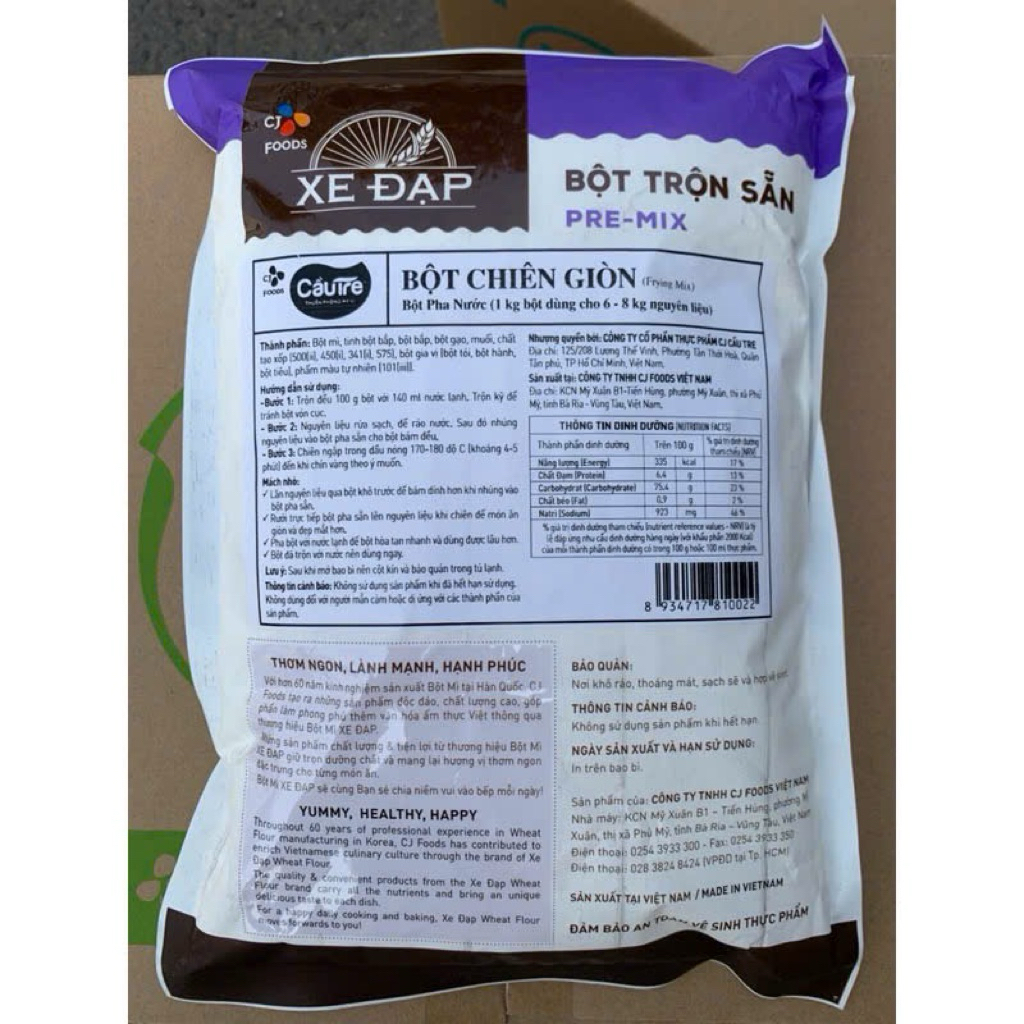 BỘT CHIÊN GÀ GIÒN XE ĐẠP 10kg (bao 1kg x 10)