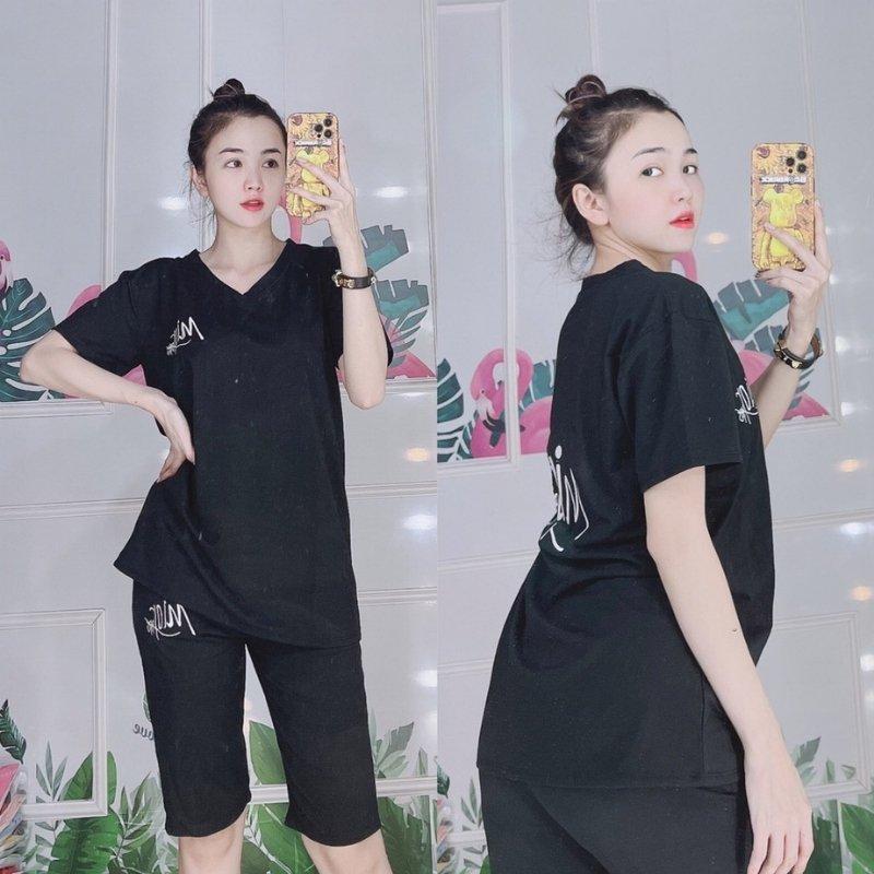Đồ Bộ Nữ Mặc Nhà ESHOP DB17 Bigsize 43-85kg Thun Cotton Co Giãn, Set Bộ Lửng Ngố Trung Niên