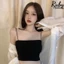 Áo crotop 2 dây sợi bún thun gân đẹp đen trắng, dáng ôm mặc trong siêu mát