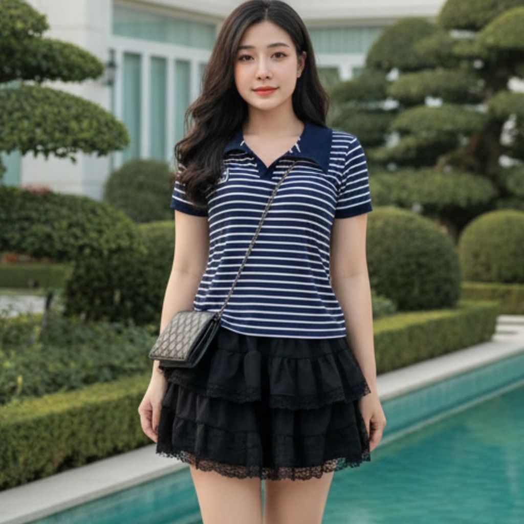 Áo Polo Cho Nữ Áo Có Cổ Bigsize ESHOP Áo Thun Nữ Cổ Bẻ Kiểu Đẹp Vải Thun Co Giãn Đẹp Dê Thương Đi Chơi Đi Học MS497