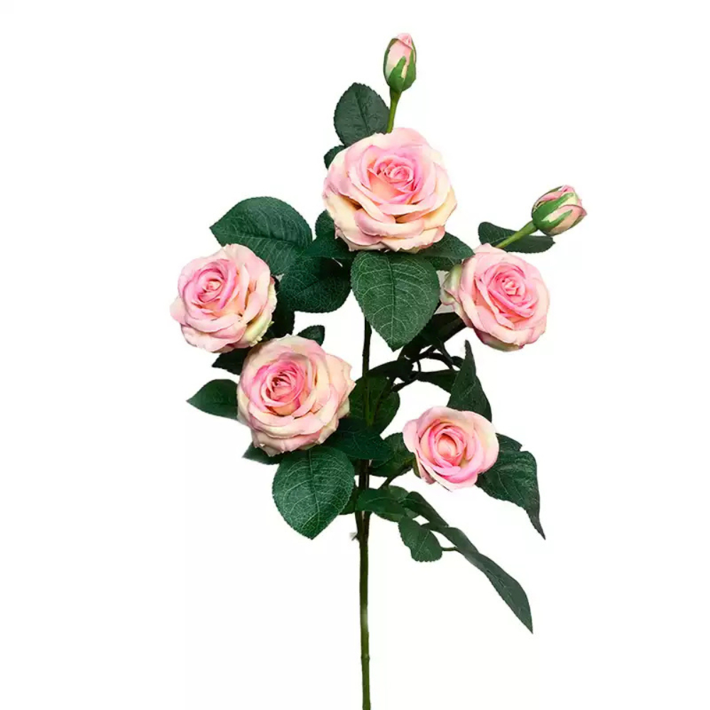 [ hoa lụa cao cấp mô phỏng cành hồng ]Cành hoa hồng 7 bông cao 76cm cao cấp trang trí nhà cửa