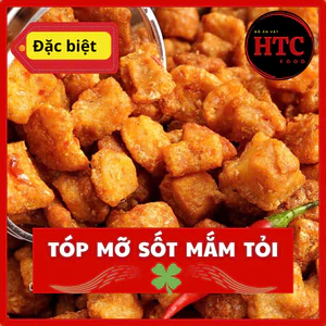Tóp mỡ chiên giòn sốt mắm tỏi đặc biệt nhà làm ráo dầu, giòn rụm, tép mỡ ăn vặt cực ngon, HTC Food