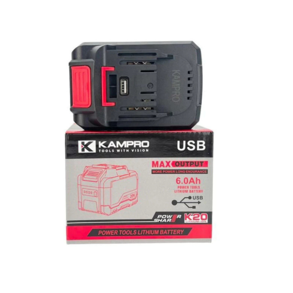 Pin KAMPRO Ultra 6.0AH Mạch 4 Mosfet Bảng Mạch To Chống Ngắt Tải Có Cổng Cắm USB Có Đèn Led Báo Pin Vỏ ABS Chống Va Đập