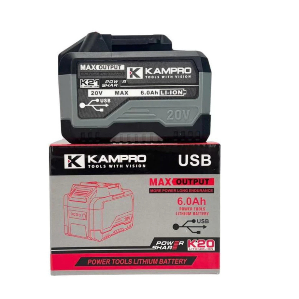 Pin KAMPRO Ultra 6.0AH Mạch 4 Mosfet Bảng Mạch To Chống Ngắt Tải Có Cổng Cắm USB Có Đèn Led Báo Pin Vỏ ABS Chống Va Đập