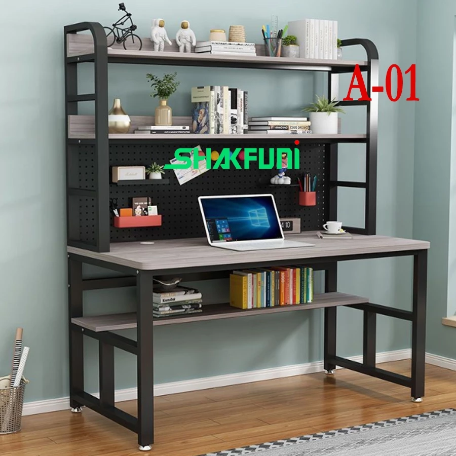 Bàn Học Kèm Giá Sách Đại Mới SHAKAFUNI Kích Thước 120x60cm Chiết Liệu Cao Cấp Bền Đẹp