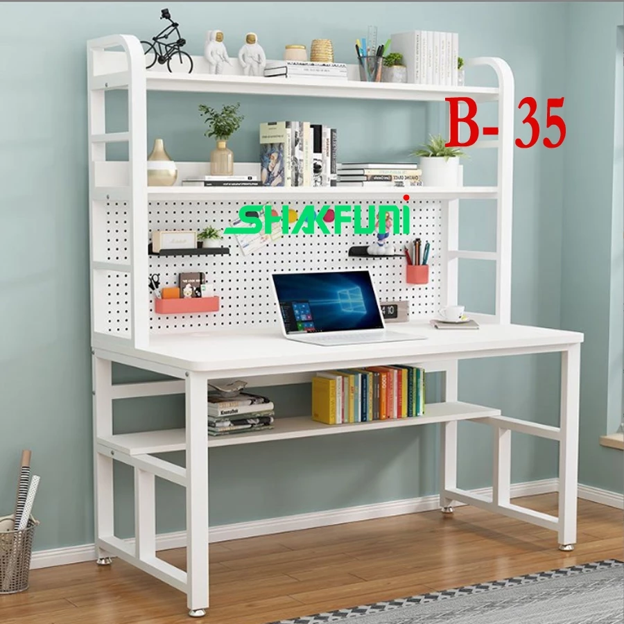 Bàn Học Kèm Giá Sách Đại Mới SHAKAFUNI Kích Thước 120x60cm Chiết Liệu Cao Cấp Bền Đẹp
