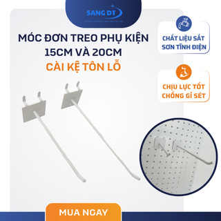 [CÀI KỆ TÔN LỖ] Móc đơn treo phụ kiện thể thao cài kệ tôn lỗ loại 15cm,20cm màu trắng