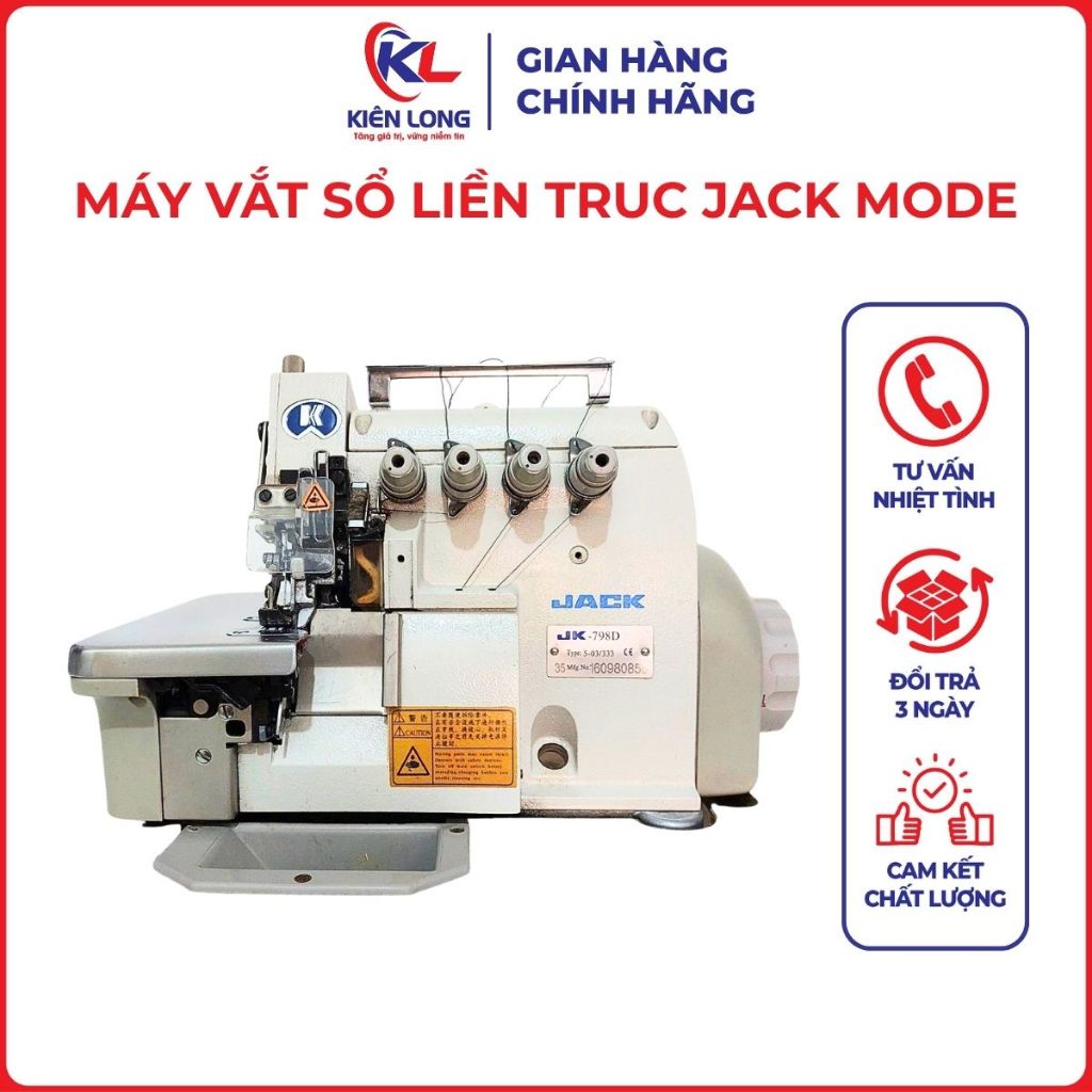 Máy Vắt Sổ Liền Trục Jack JK-798 – Máy May Công Nghiệp Chính Hãng, Kèm Mảnh Bàn, Chạy Êm, Bền Bỉ, Hiệu Suất Cao