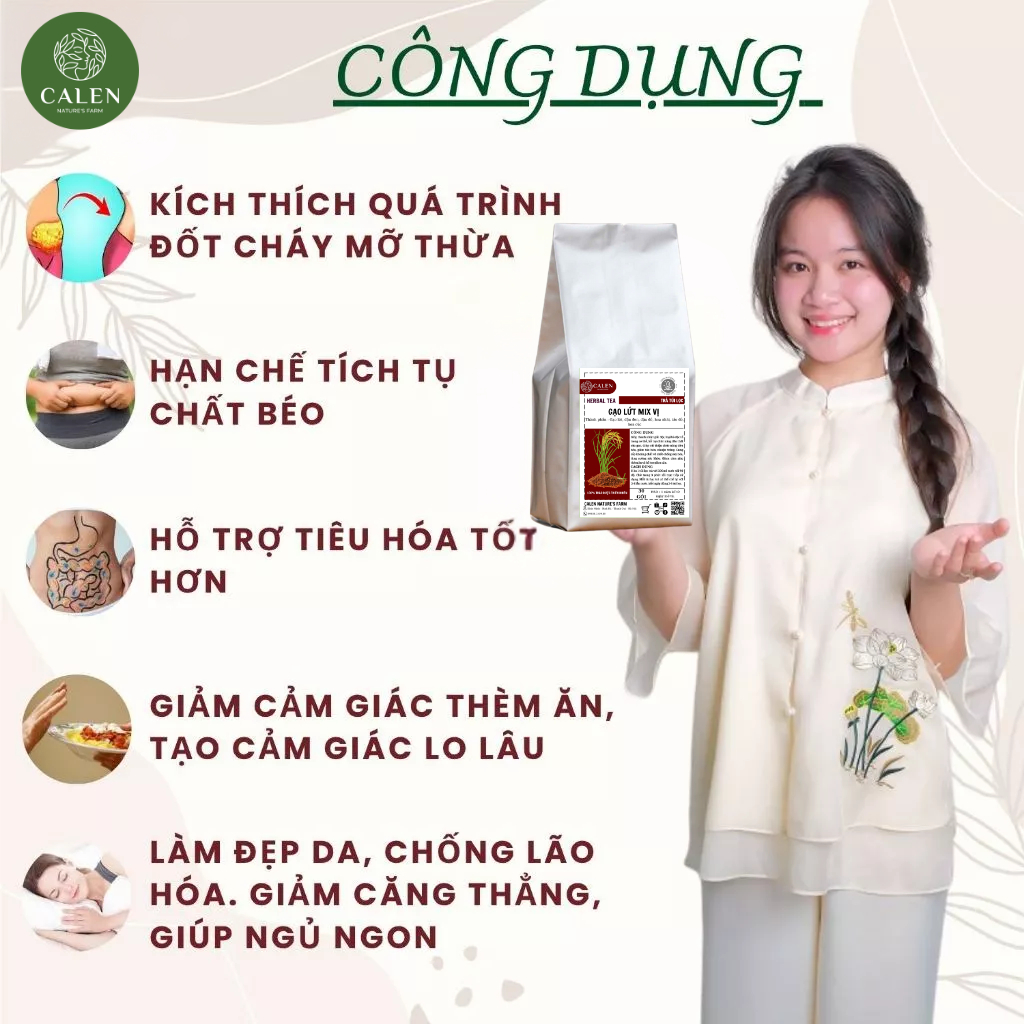 Trà Gạo Lứt mix 6 Vị Thảo Mộc Giúp Giảm Cân, Thanh Nhiệt, Ngủ Ngon, Ngăn Lão Hoá bịch 30 túi lọc