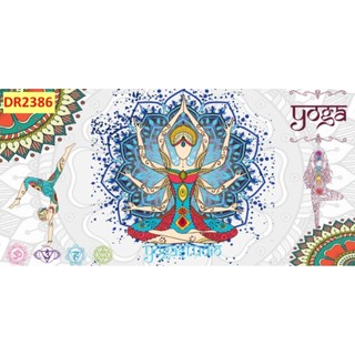 Tranh dán tường phòng tập yoga, decor phòng tập yoga, tranh 3D dán tường in trên chất liệu vải lụa (tặng kèm keo dán)