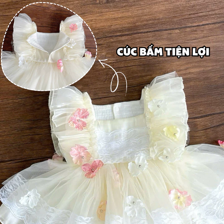 3-11kg Body váy công chúa cho bé gái sơ sinh RIOKIDS, quần áo đầy tháng thôi nôi cho bé BD255