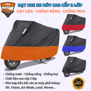 Bạt trùm xe máy PEVA 2 lớp cao cấp chống nắng mưa cho xe Sh, Lead, Vision, Wave (Bạt che xe máy)