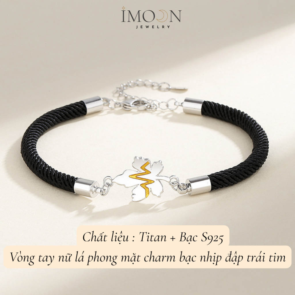 [ HỢP KIM BẠC ] Vòng tay đôi tình yêu lá phong bạc , lắc tay đôi uyên ương charm nhịp đập trái tim IMOON073