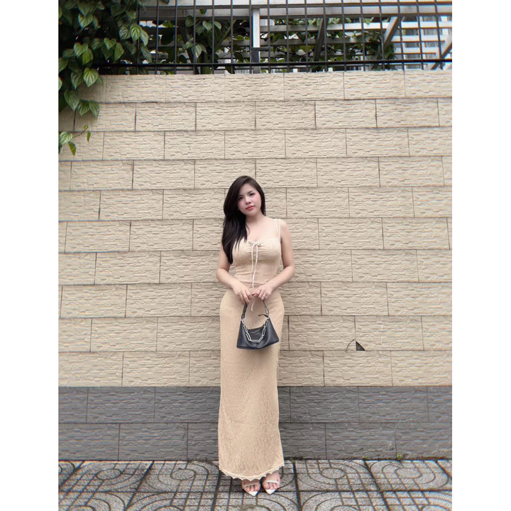 Đầm body nơ ngực tay con dáng dài, đầm body tay con đuôi cá đi tiệc, ddaafmf body ren tôn dáng đi tiệc sang chãnh