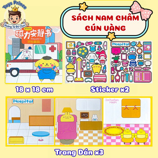 Đồ Chơi Sách Dán Nam Châm Từ Tính Cún Vàng, Kuromi,Melody,Kitty,Pony,BabyThree,Capy Size Lớn,Sách Dán Nam Châm Dễ Thương