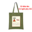 Túi tote xanh lá có khóa kéo Tết Là... túi canvas Tết vui vẻ Happy tết 2026 đeo vai đi chơi đi học 35X40CM tuie0258