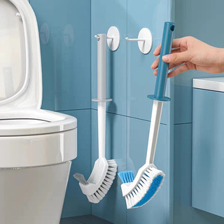 Cây cọ vệ sinh toilet 2 đầu có móc treo tường chà cọ nhà vệ sinh phòng tắm góc hẹp cạnh tường dễ dàng sử dụng