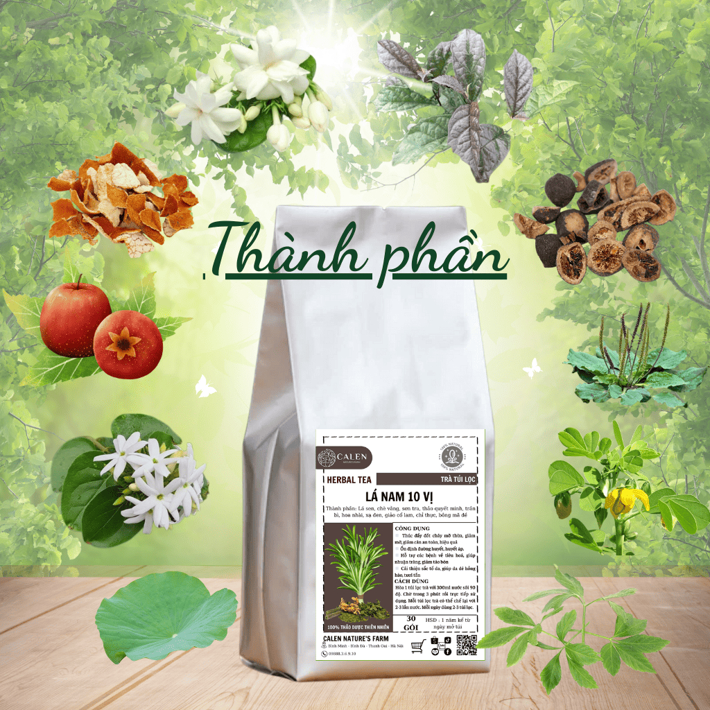Trà lá nam 10 vị giúp thải độc, giảm mỡ, hỗ trợ tiêu hóa và làm đẹp da bịch 30 túi lọc