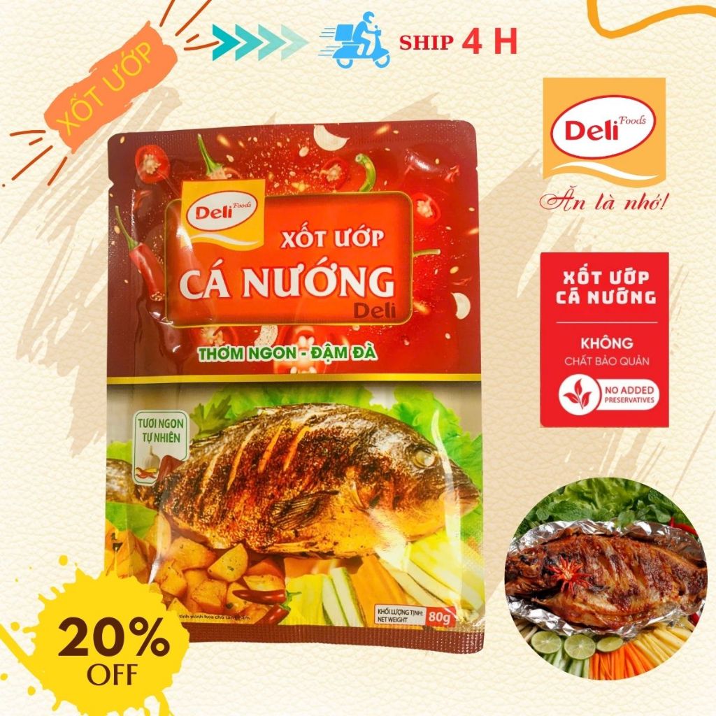 Combo Xốt ướp cá nướng Deli Foods 80g – Gia vị nêm sẵn tiện lợi, đậm vị tự nhiên, ngon chuẩn vị