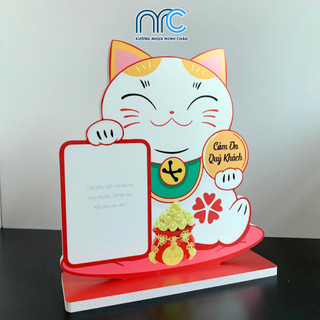Bảng quét mã QR, Bảng QR thanh toán Mèo, Thần tài để bàn thu hút tài lộc - Không in mã QR