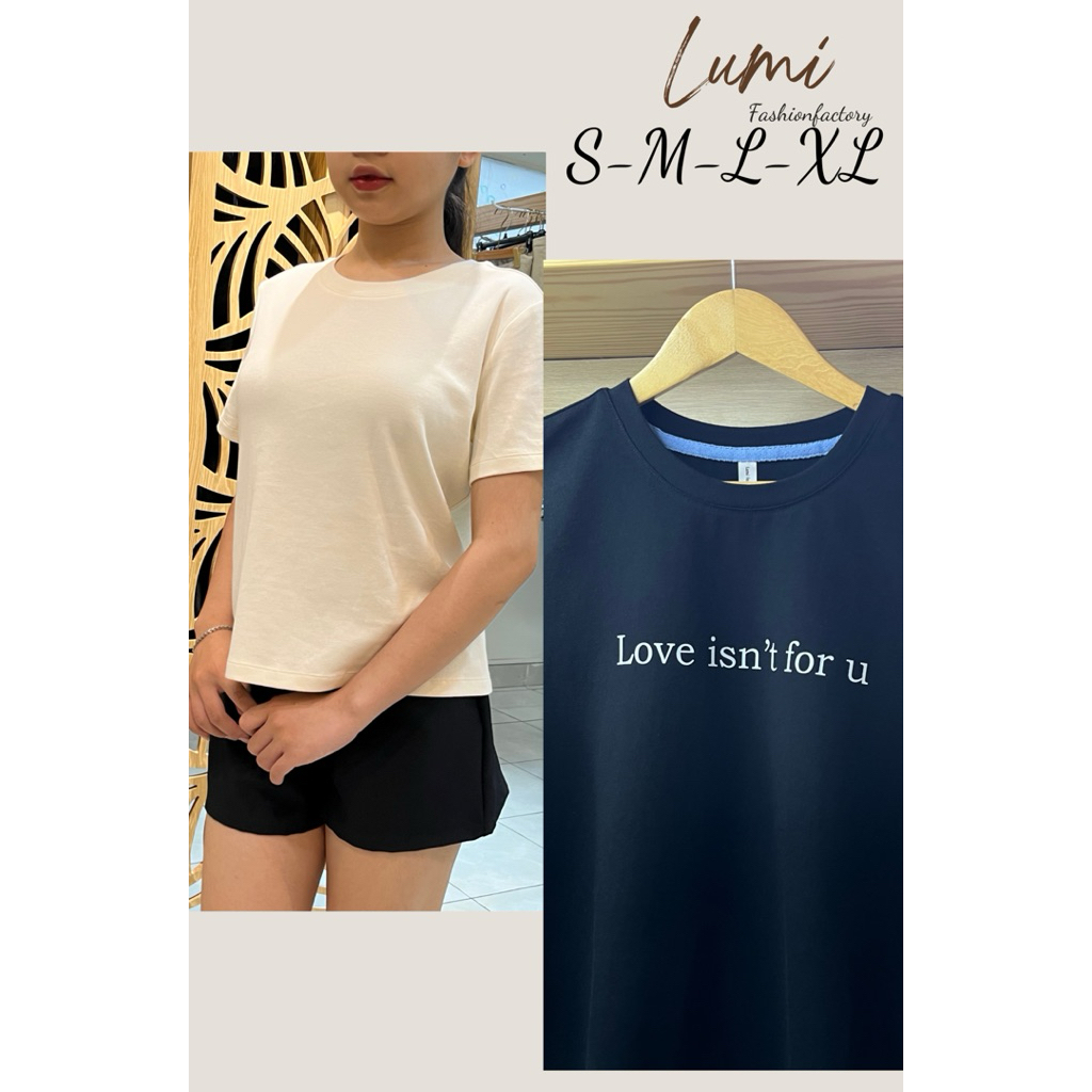 LUMI - Áo thun nữ tay ngắn vải cotton co giãn 4 chiều, áo phông thời trang đi chơi màu trắng/ đen