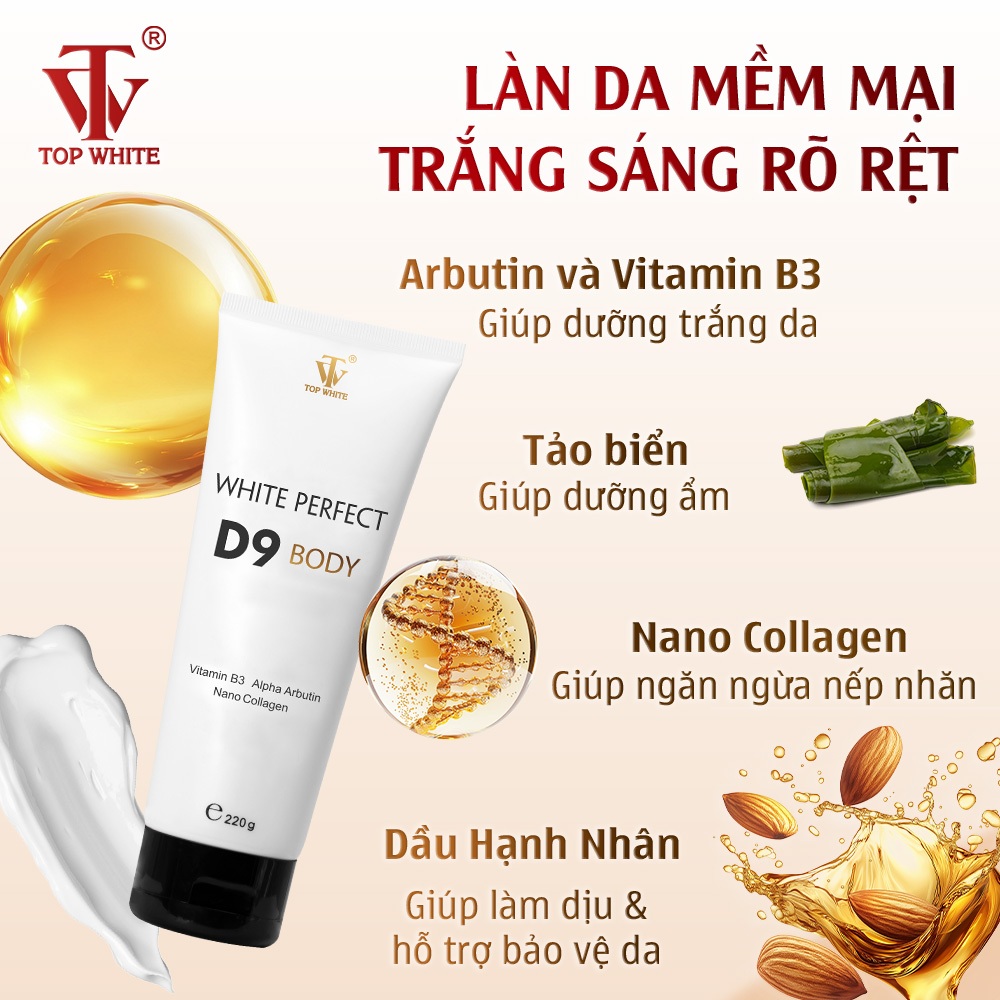 Kem dưỡng trắng da toàn thân Top White – White Perfect Body D9