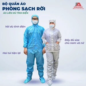 Bộ Đồ Phòng Sạch Rời Nam Nữ Đạt Chuẩn Sản Xuất - Vải Kate Silk, Màu Trắng