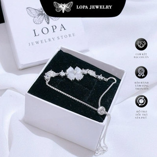 Lắc tay bạc ta LoPa dáng bốn lá rút may mắn điệu đà nhẹ nhàng