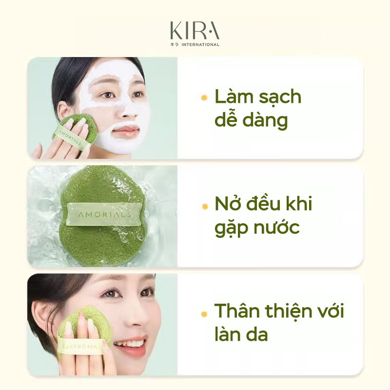 Bông mút rửa mặt Amortals giọt nước 2 mặt | Tạo bọt & làm sạch sâu - Gói 1 mút
