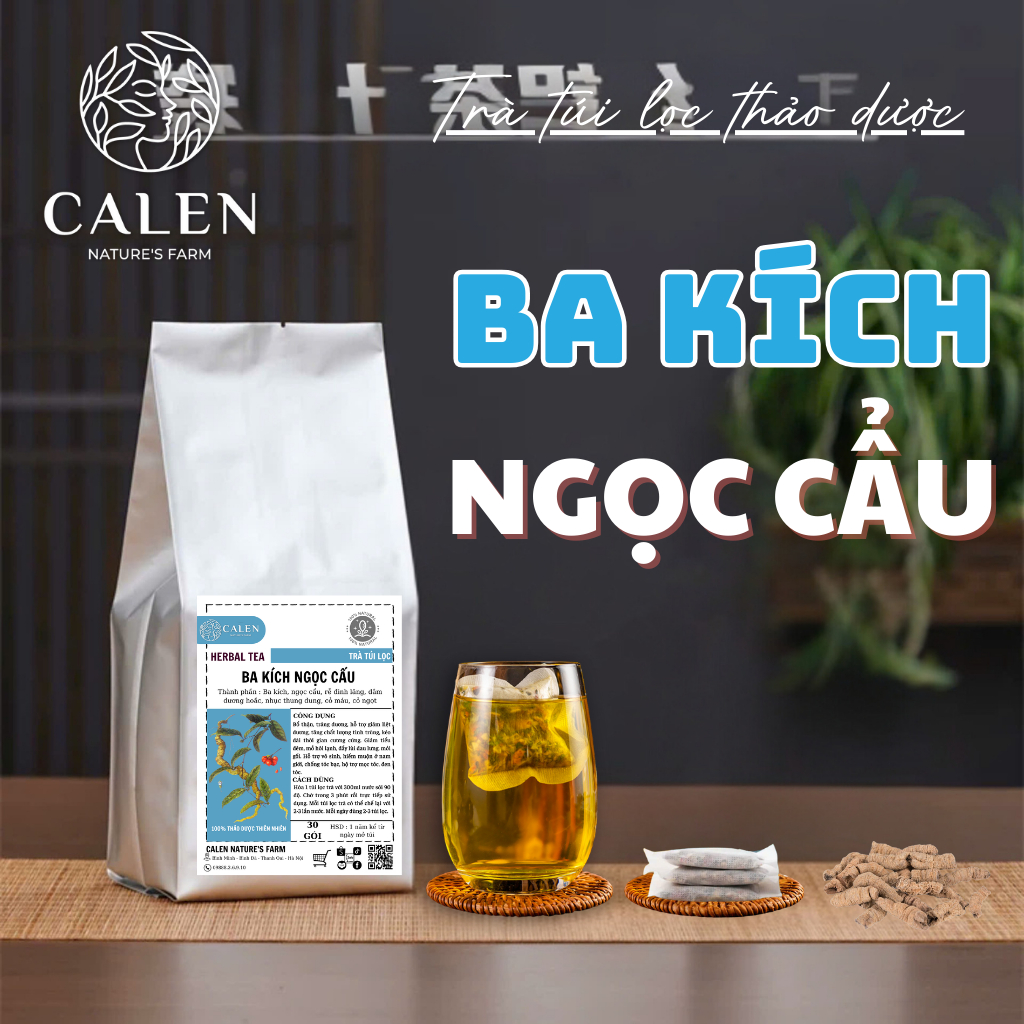 [CÓ CHE TÊN] Trà Ba kích - Ngọc Cẩu Calen giúp bổ thận tráng dương, cải thiện sinh lý nam, nữ bịch 30 túi lọc