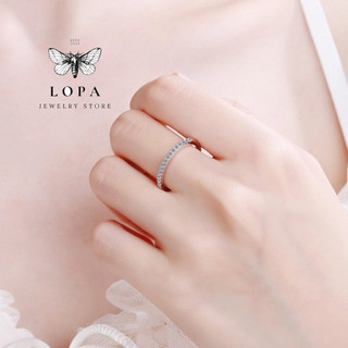 Nhẫn Bạc LoPa SK500 đính đá nửa hàng lấp lánh cá tính,Bạc LoPa