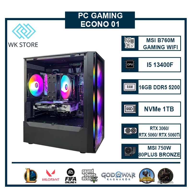 PC Econo 01 | I5 13400F, 16GB DDR5, 1TB SSD, Wifi + Bluetooth (Mới, BH 36T)