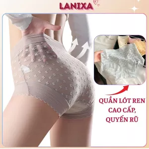 Quần lót ren nữ mỏng nhẹ thoáng mát cạp cao ôm eo tôn dáng sexy thêu hoa xinh xắn cute LANIXA L5505
