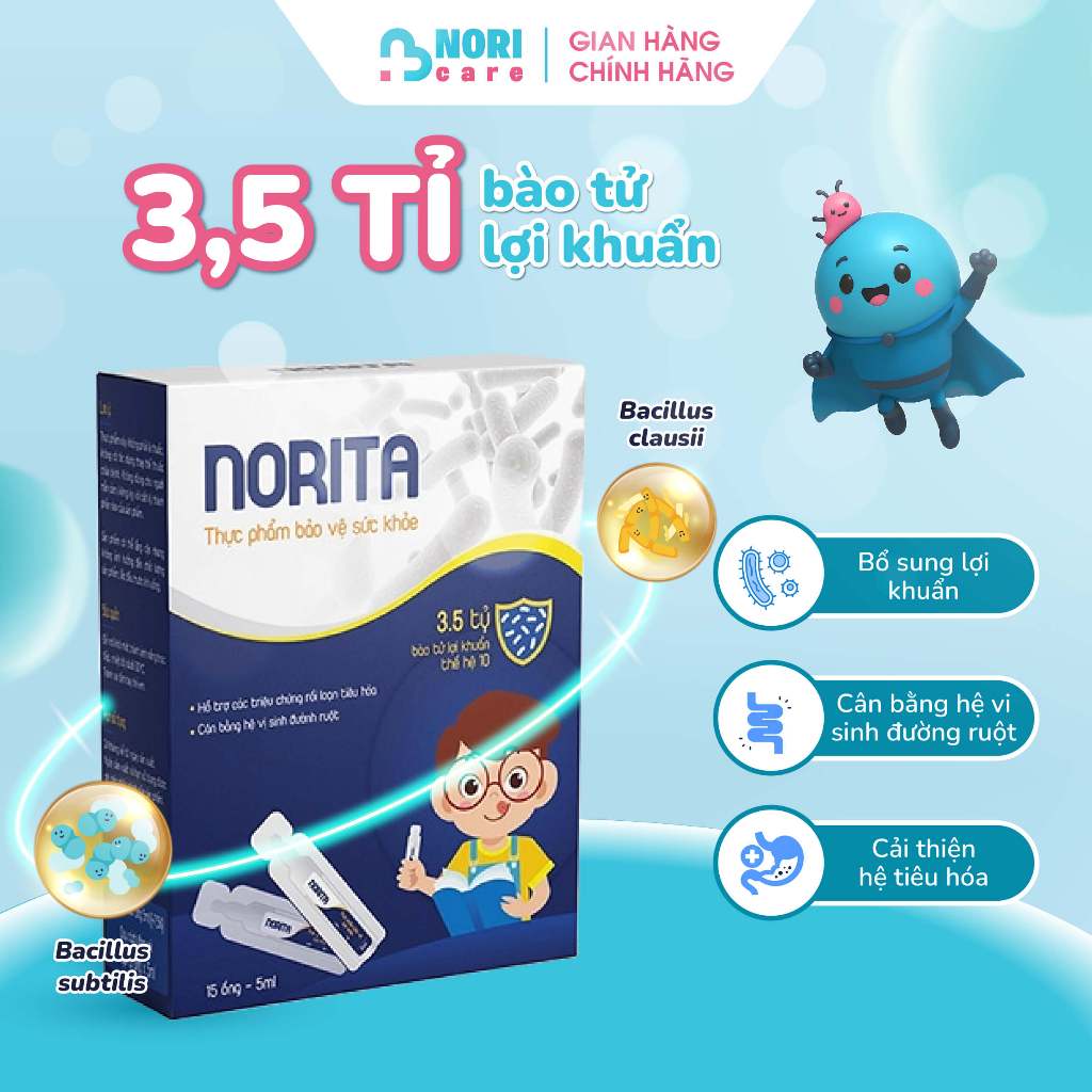 [Mua 6 TẶNG 2] Combo 6 Hộp Men Vi Sinh Cho Bé Norita Bổ Sung Bào Tử Lợi Khuẩn  hỗ Trợ Tiêu Hoá, Cân Bằng Hệ Vi Sinh