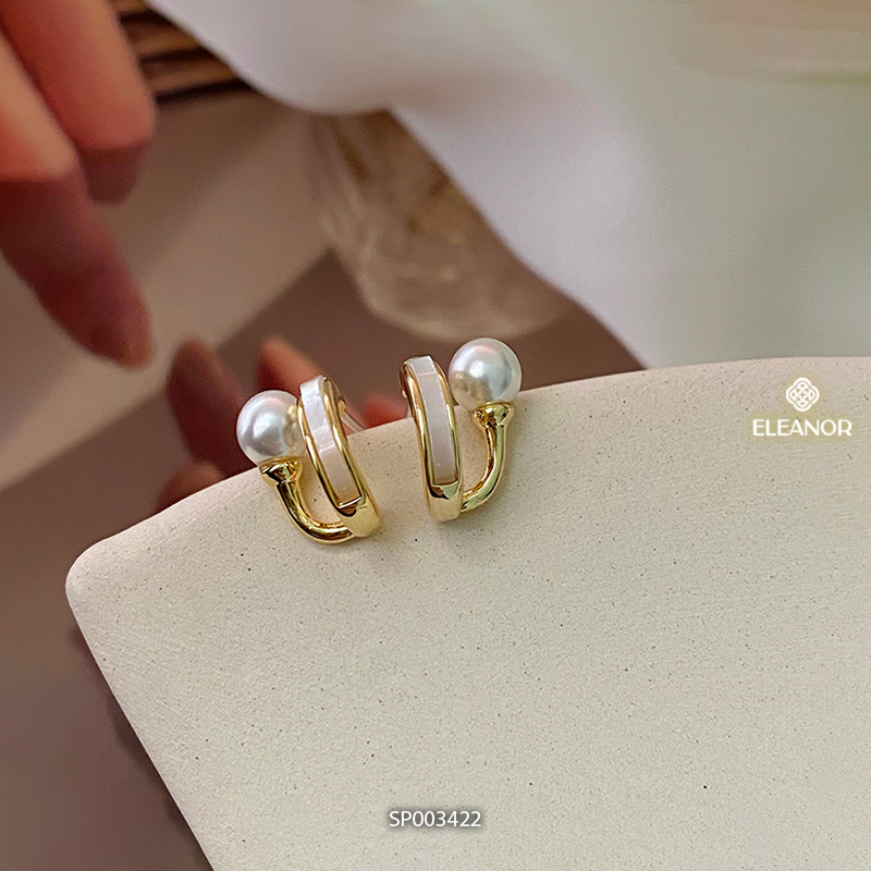 Bông tai nữ chuôi bạc 925 Eleanor Accessories khuyên tai viền cong phụ kiện trang sức 3422