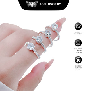 Nhẫn nữ SK97 Bạc LoPa,dáng nhẫn đốt trúc đính đá nhẹ nhàng tinh tế,Bạc LoPa